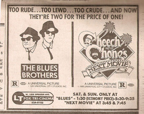 Blues Brothers Cheech & Chong Movie Ads